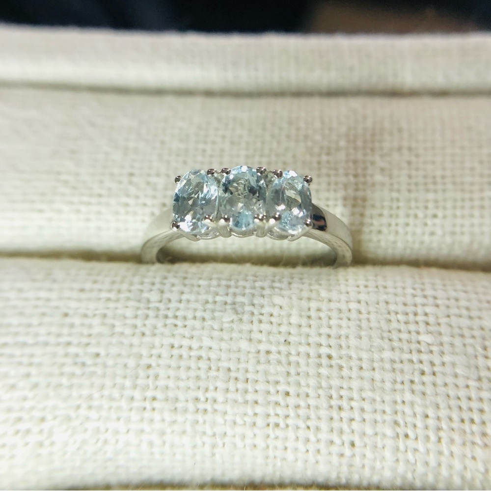 3 Stone White Topaz Ring